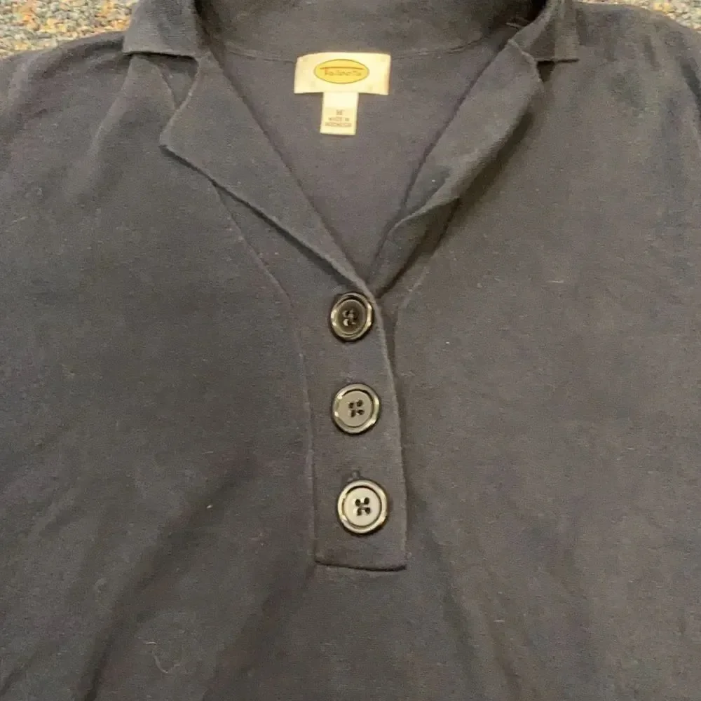 Talbots Navy Blue Button Up Top sz. M